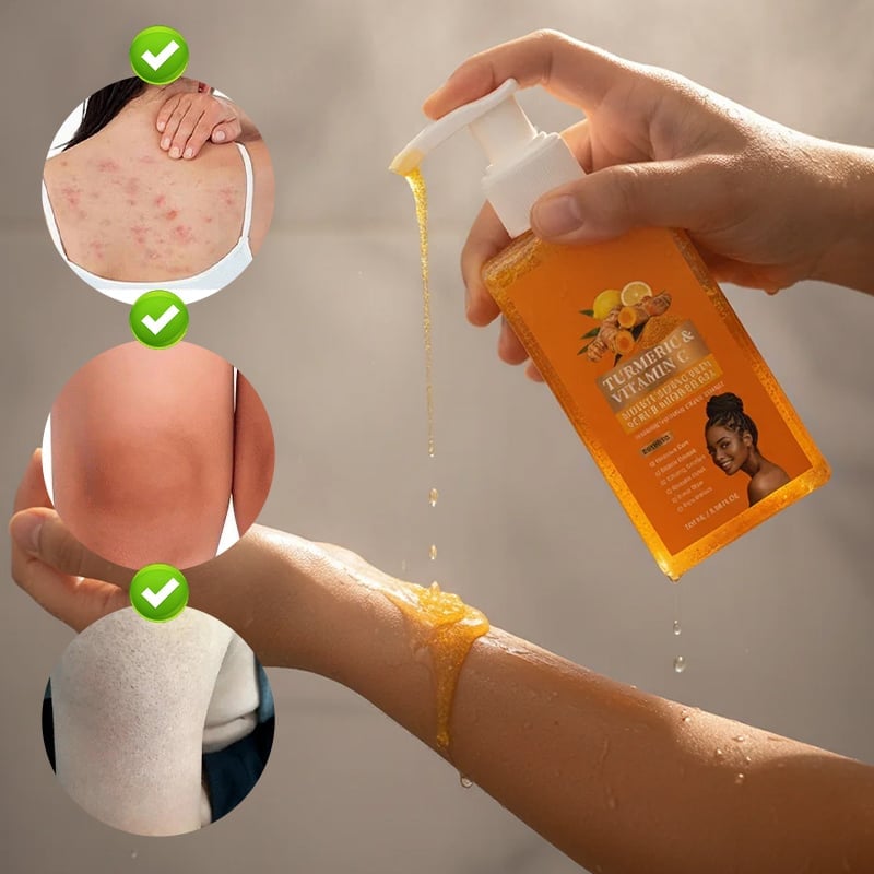 Turmeric & Vitamin C Exfoliating Body Wash – Gentle Scrub Cleanser for Smooth, Radiant-Looking Skin