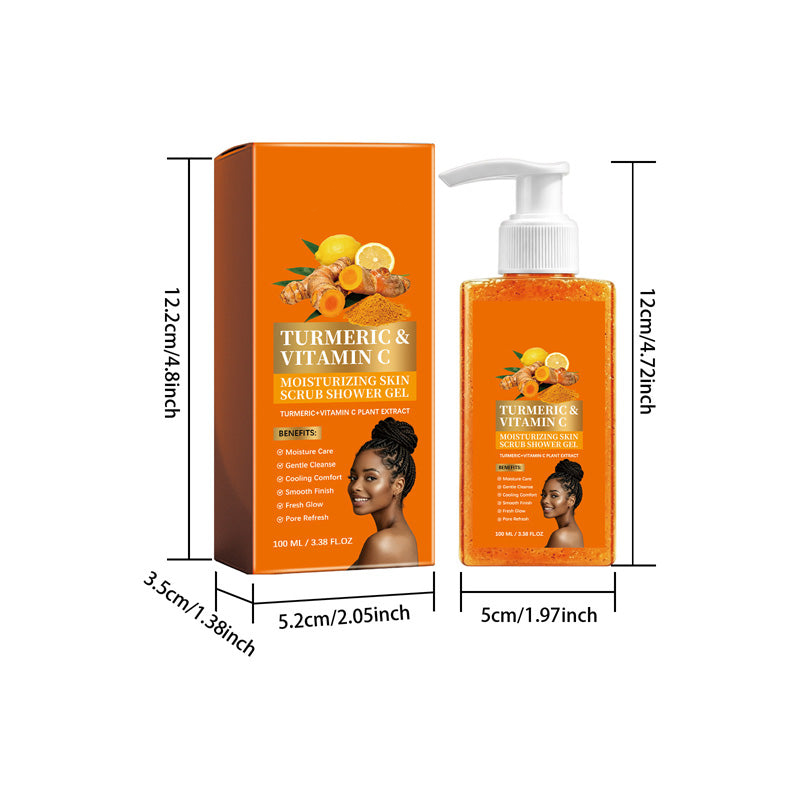 Turmeric & Vitamin C Exfoliating Body Wash – Gentle Scrub Cleanser for Smooth, Radiant-Looking Skin