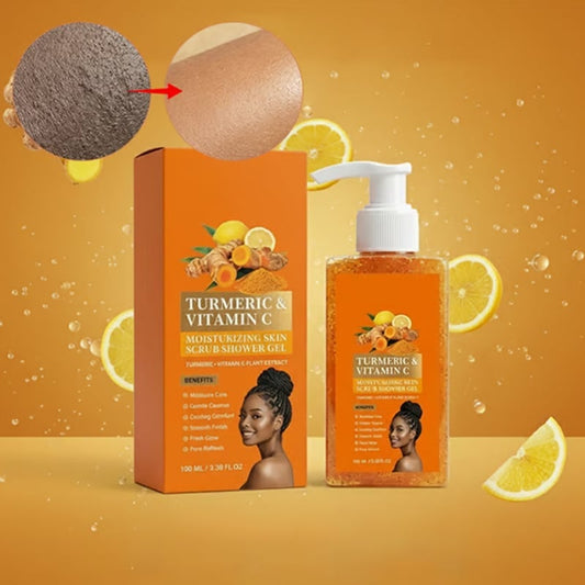 Turmeric & Vitamin C Exfoliating Body Wash – Gentle Scrub Cleanser for Smooth, Radiant-Looking Skin