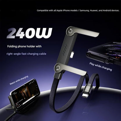 ⚡2-in-1 Type-C Fast Charging Cable with Invisible Phone Stand (240W)