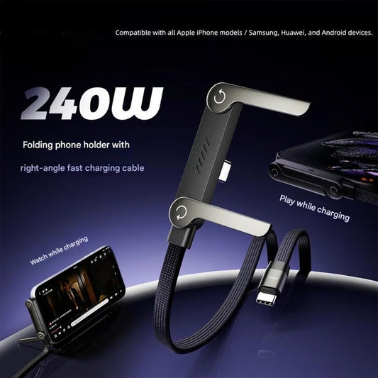 ⚡2-in-1 Type-C Fast Charging Cable with Invisible Phone Stand (240W)
