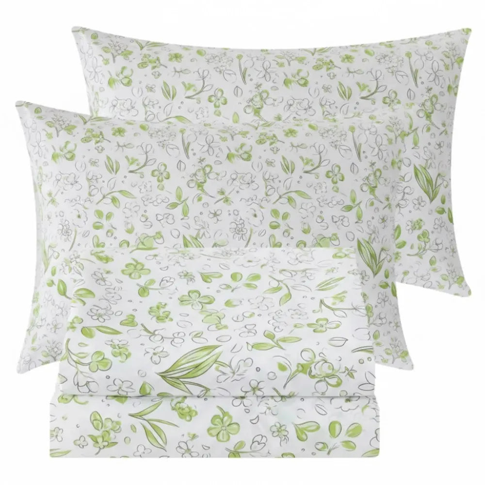Pack Of 4 Floral Bed Sheet Set With Deep Pocket Fit And Soft Pillowcases