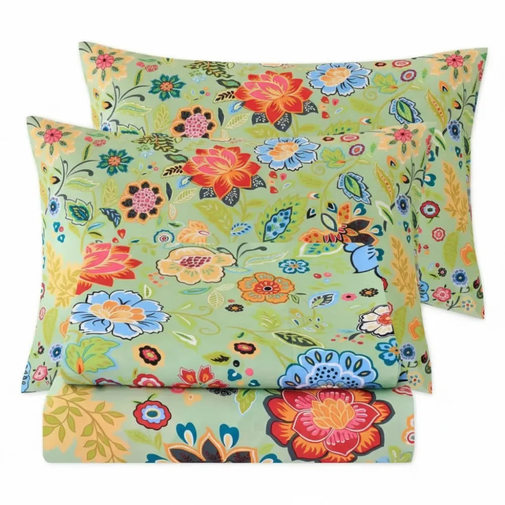 Pack Of 4 Floral Bed Sheet Set With Deep Pocket Fit And Soft Pillowcases